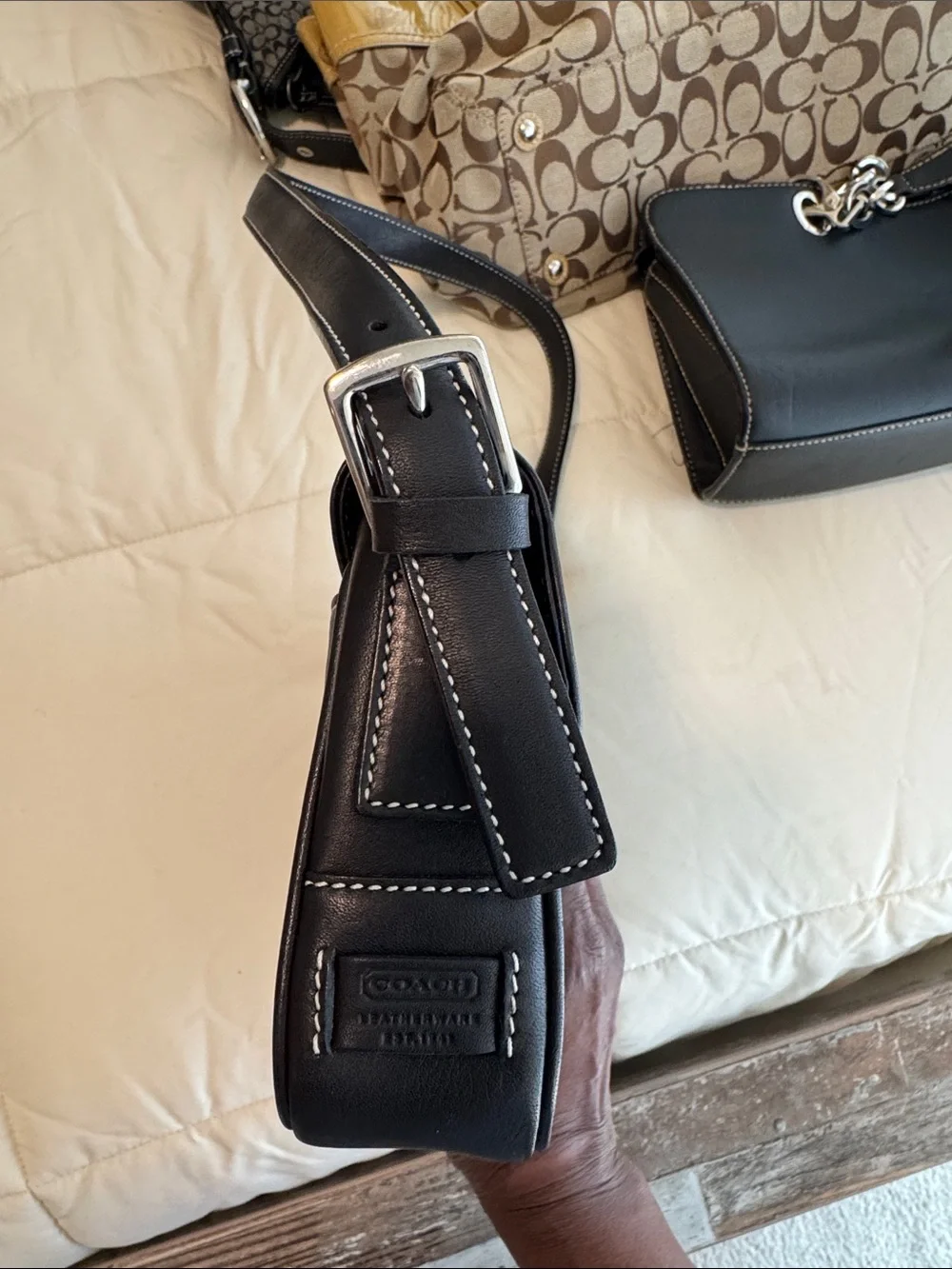 Classic Black Leather Shoulder Bag